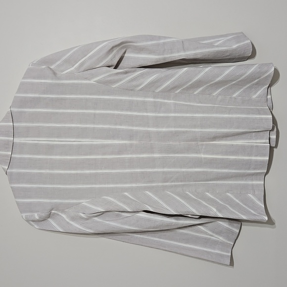 Calvin Klein Women's Light Striped Linen Blazer Size 2 beige and white - Picture 4 of 10